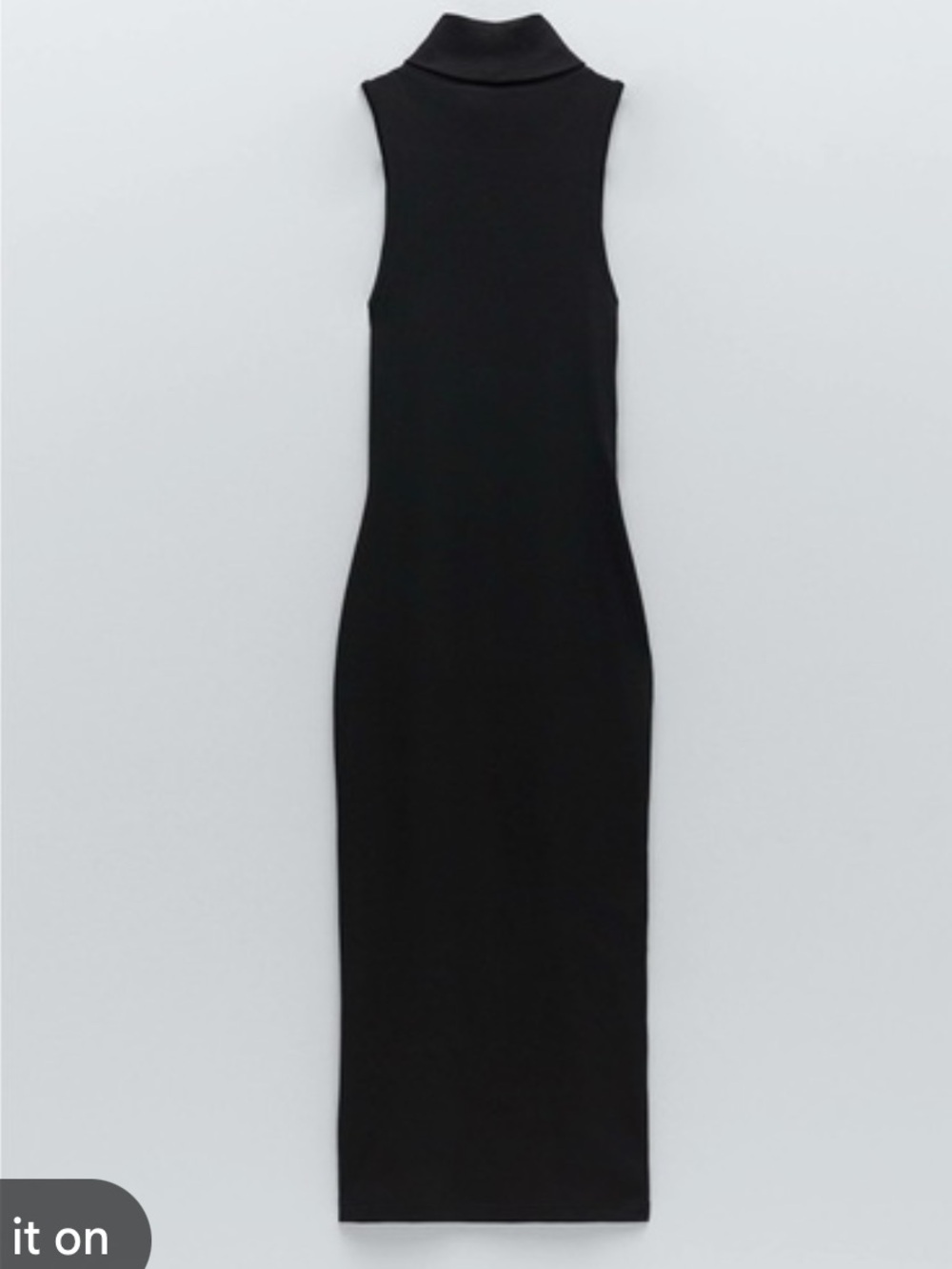 Zara Black Ribbed Sleeveless Midi Turtleneck Dress